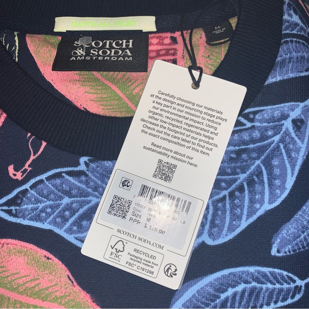 Scotch & Soda Men's Multicolor All-Over-Print Sweatshirt-Size M New - Picture 10 of 10